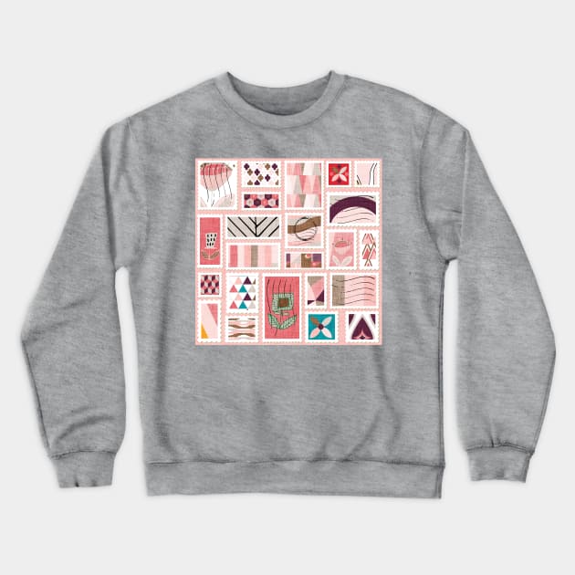 Stamps Pink Crewneck Sweatshirt by bruxamagica